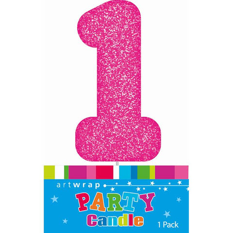 Candle Single Number Glitter Pink 1