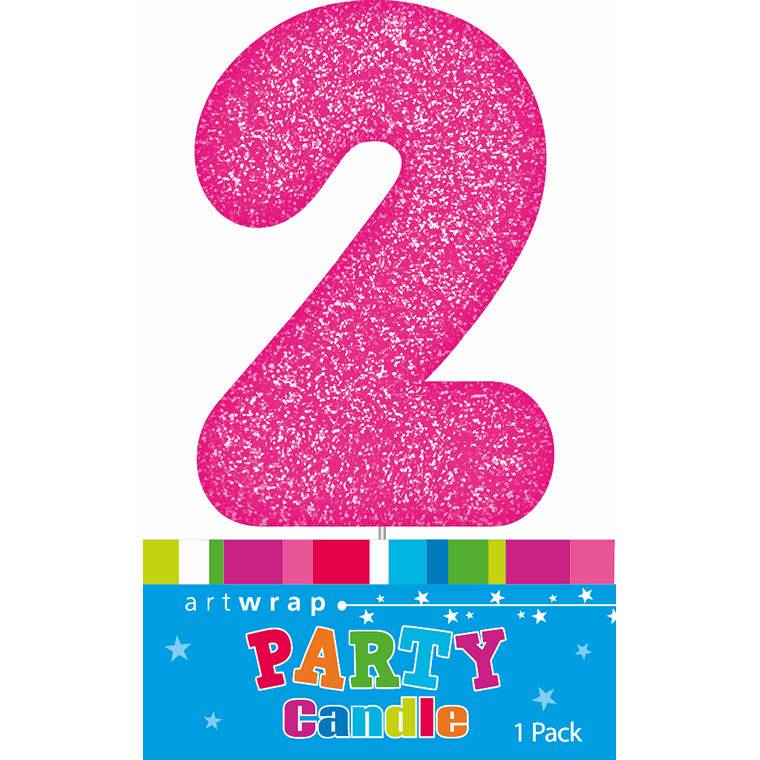 Candle Single Number Glitter Pink 2