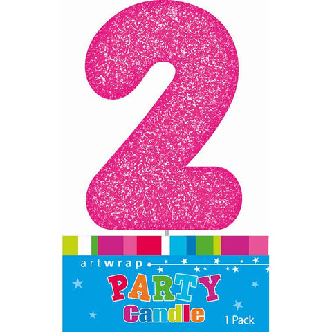 Candle Single Number Glitter Pink 2