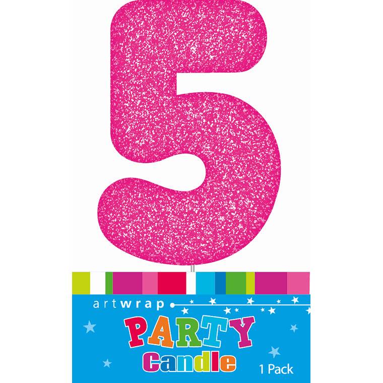 Candle Single Number Glitter Pink 5