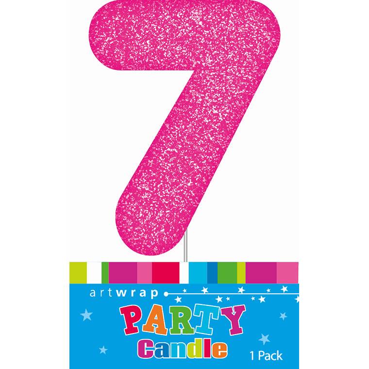 Candle Single Number Glitter Pink 7