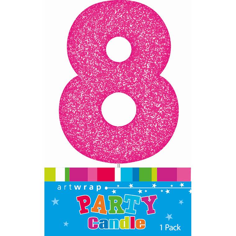 Candle Single Number Glitter Pink 8