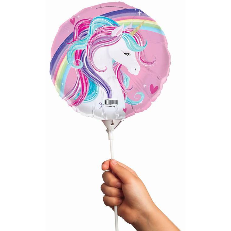 Balloon Foil 22Cm with stick Unicorn