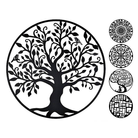 Metal Wall Art, Round, 99cm, Black