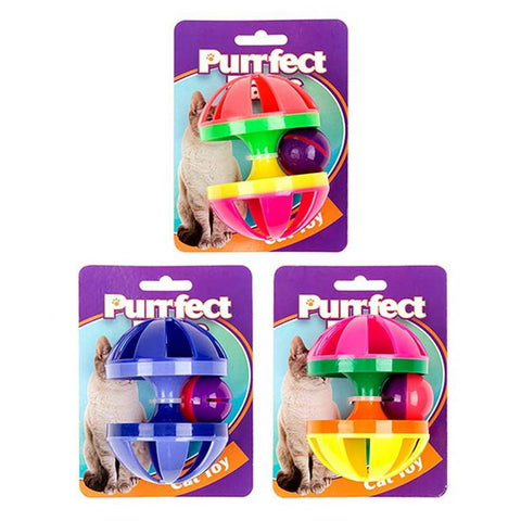 Cat Toy, Plastic Carousel with ball, 3 Assorted, 6X9cm