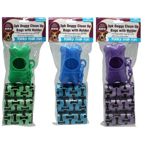 Dog Clean Up Bags Biodegradable With Holder, 3X20pk