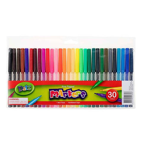 Marker, Coloured, Fine Tip, 30pk