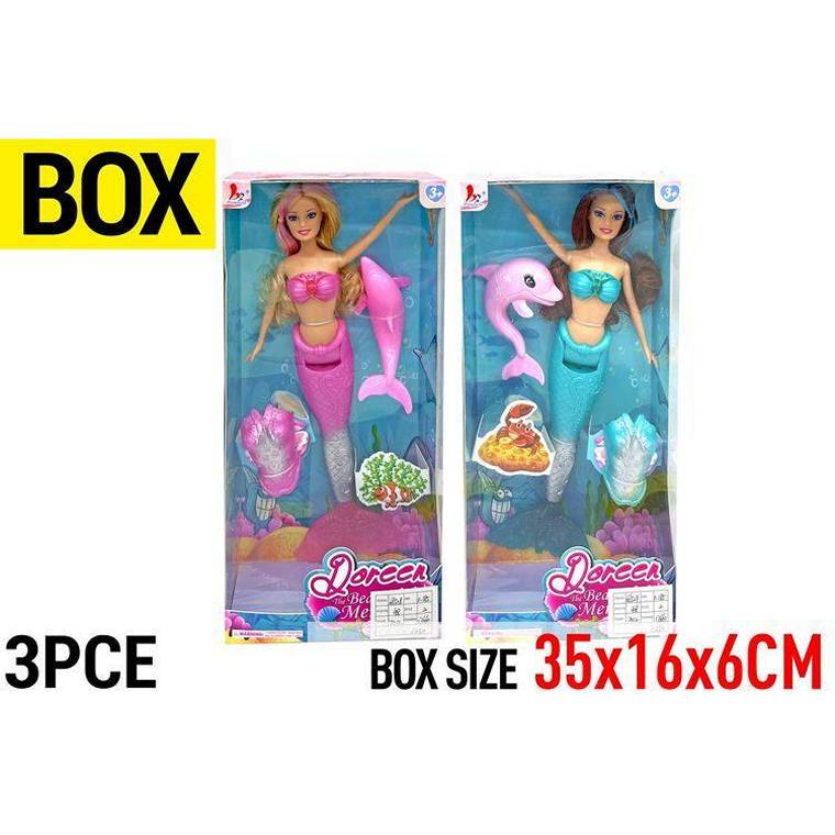 Mermaid Doll Set with Dolphin, 30cm, 3pcs