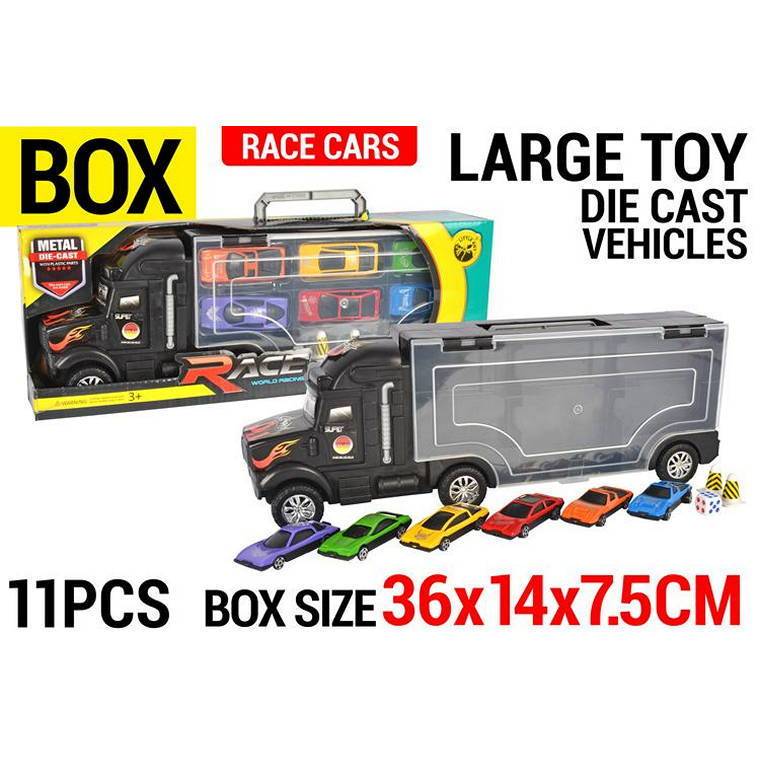 Semi Trailer with Die Cast Car Set, 11pcs