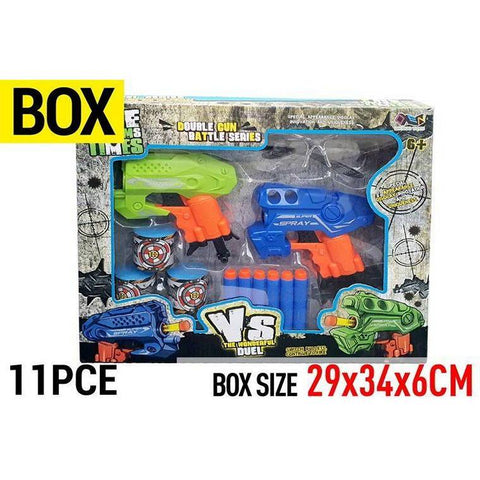 Dart Gun Set with  6 Foam, Darts and 3 Targets, 2pk, 13cm