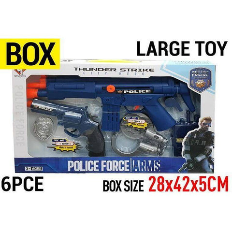 Police Playset with Guns, Cuffs, Badge, Radio, 6pcs