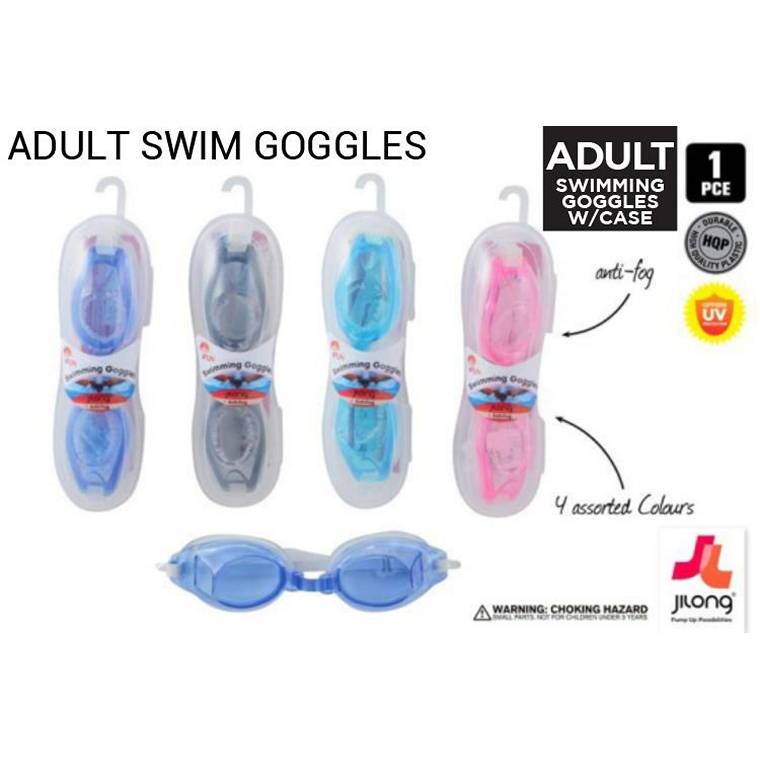 Swimming Goggles with Case, 4 Assorted