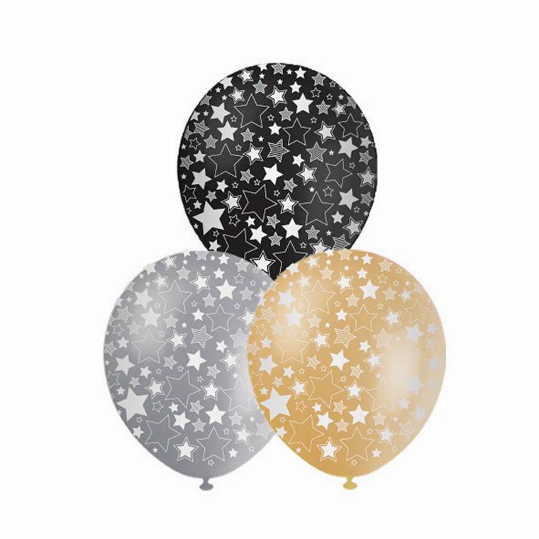 Balloon 10Pk Printed Star Formal