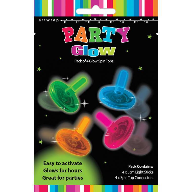 Glow Favours Spin Tops 4Pk